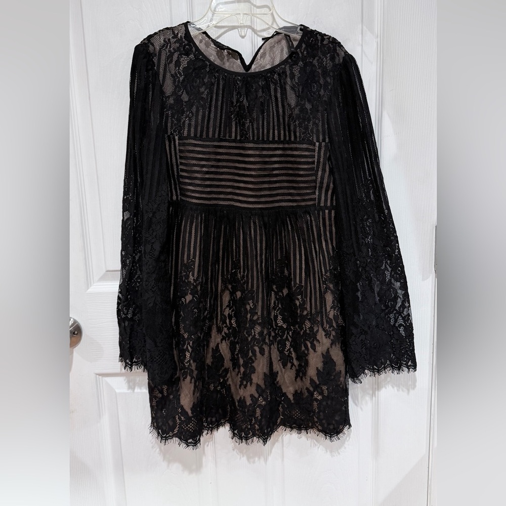 BCBGMaxAzria Black Lace Midi Dress